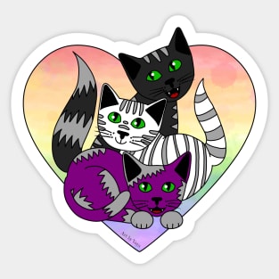 Three Ace Kitties Sticker